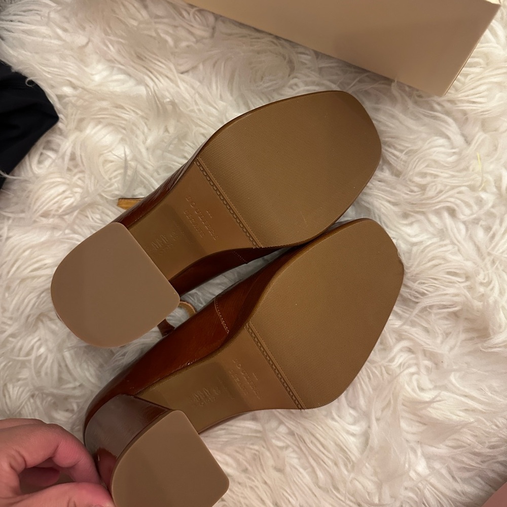 Sezane Brown Leather Mary Jane Platform Pumps - Picture 4 of 5